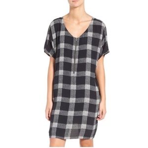 Madewell Buffalo Plaid Grey and Black Short Sleeve Dress